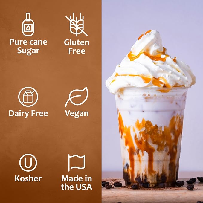 Syruvia Coffee Syrup, SALTELLA Syrup, Vanilla Salted Caramel Flavored Syrup for Drinks, Lattes, and Desserts – 25.4 fl oz - with Pump