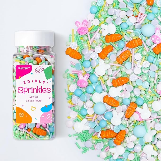 Blue Easter Sprinkles for Cake Decorations, 3.52oz Carrot Sprinkles Edible for Cupcakes Topper for Cupcakes Topper Baking Cookies Easter Spring Party Supplies