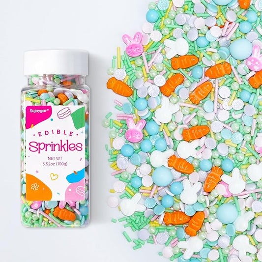Blue Easter Sprinkles for Cake Decorations, 3.52oz Carrot Sprinkles Edible for Cupcakes Topper for Cupcakes Topper Baking Cookies Easter Spring Party Supplies