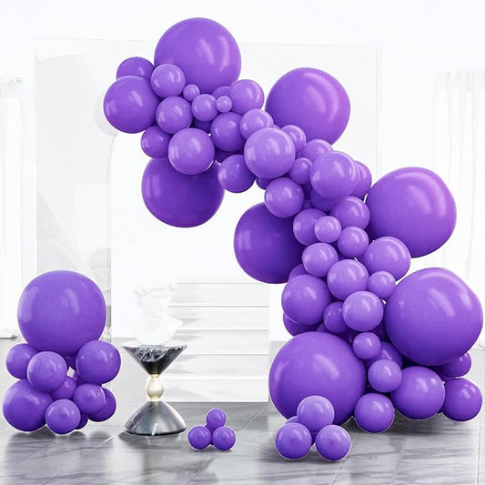 PartyWoo Purple Balloons 100pcs Different Sizes of 18 12 10 5 Inch Purple Balloon Arch Kit Garland for Birthday Engagement Wedding Bachelorette Bridal Shower Butterfly Party Decorations Purple-Y15