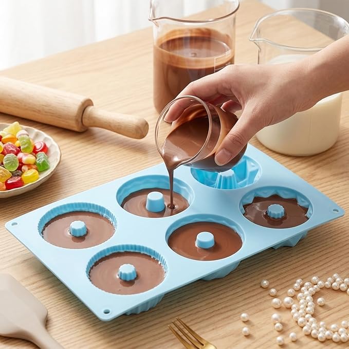 Bundt Silicone Chocolate Molds 6-Cavity Fluted Tube Cake Pan Mold For Heritage Bundtlette Chocolate Set Of 2