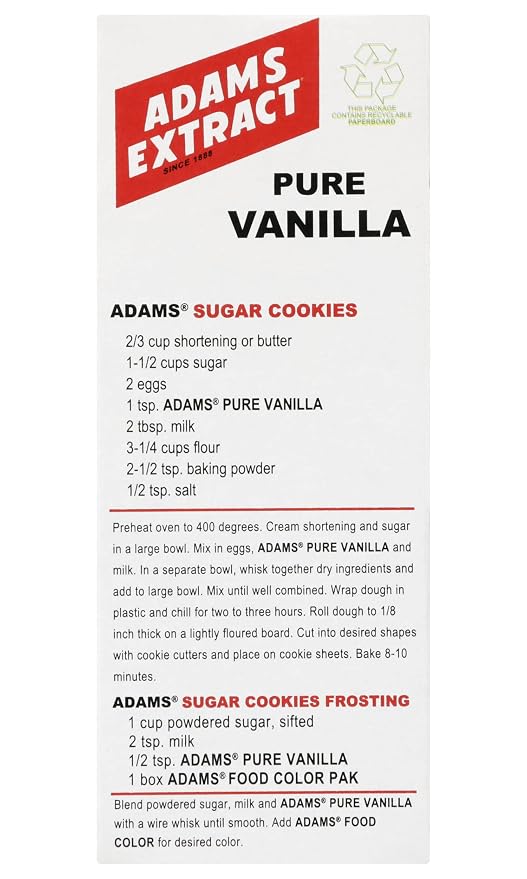 Adams Extract Pure Vanilla Extract, True Fruit Flavor, Gluten Free, 1.5 FL OZ Glass Bottle (Pack of 1)