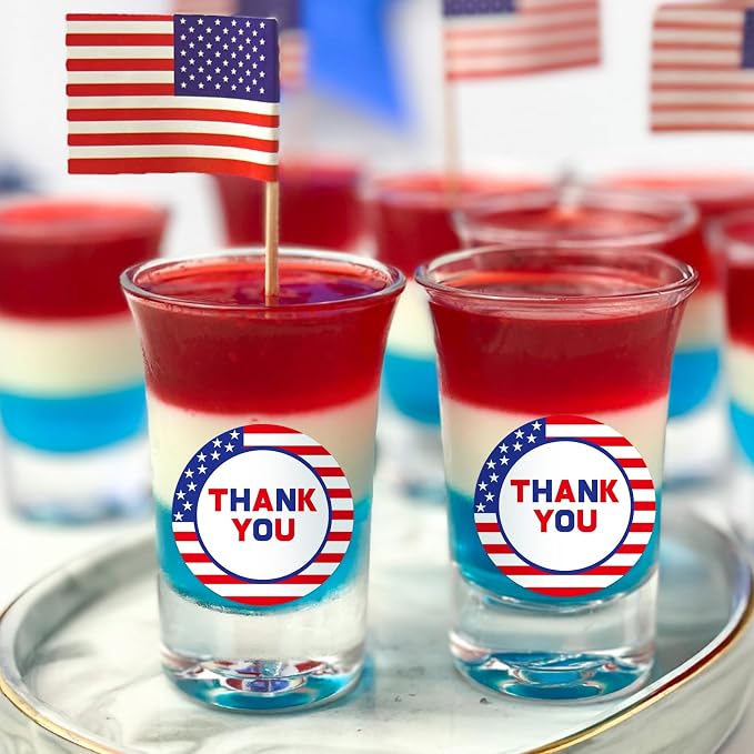 Anwyll American Thank You Stickers - USA Patriotic Thank You Stickers for Small Business 480Pcs 1.5Inch 4th of July Thank You Sticker for Packaging Self-Adhesive Independence Day Thanks Seal Sticker