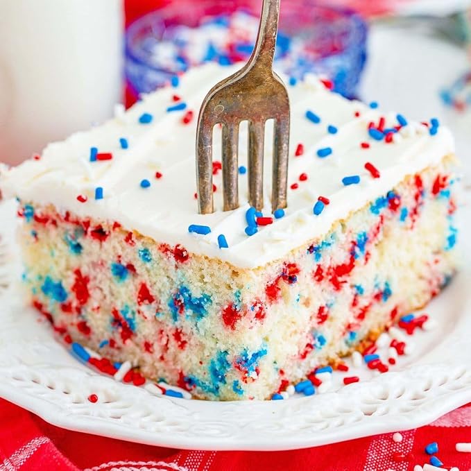 Red White and Blue Jimmies Patriotic Sprinkles for Cake Decorating Edible Sprinkles Mix 7 ounce for Cookies Ice Cream Chocolate Cupcake Topper Perfect for 4th of July