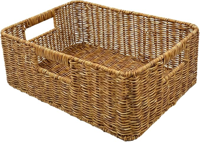 Rattan Basket, Waterproof And Sturdy Built, 38x26x13cm, Weaving Laundry Organizer, Rattan Storage Basket, Portable And Lightweight, For Laundry Rooms, Bathrooms, Bedrooms, Or Kitchens Use