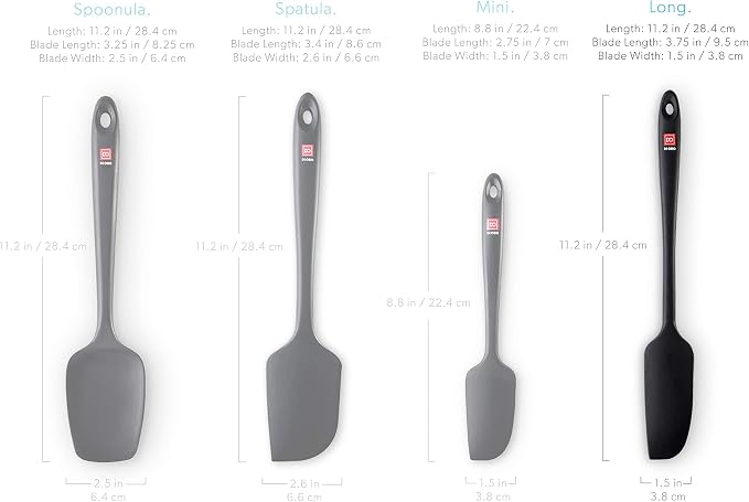 DI ORO Jar Spatula Silicone - Jar Scraper Long Handle for Cooking & Baking - Heat-Resistant Silicone Kitchen Spatula for Cake & Spreading - Nonstick Cookware Safe Utensil - Dishwasher Safe (Black)