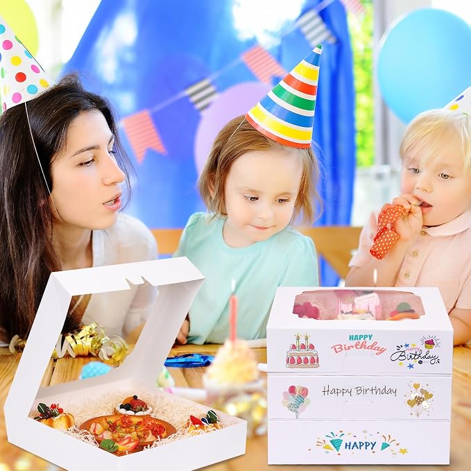 Moretoes 45pcs Pie Boxes 12x12x2.5 Inches White Bakery Boxes with Window for Cookie Cake, Treat, Pie, Pizza, Strawberries, Chocolate, Pastries, Muffins and Donuts