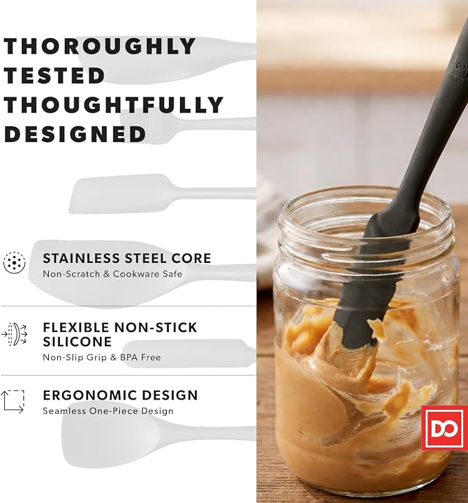 All New DI ORO 6-Piece Silicone Spatula Set - Rubber Kitchen Utensils for Baking, Cooking & Mixing - Heat-Resistant 600°F BPA Free Spatulas for Nonstick Cookware - Dishwasher Safe (Black)