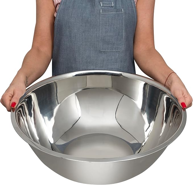 WHYSKO® Large Mixing Bowls, Set of 3 Stainless Steel 16 Quart Bowls for Restaurants, Food Service, Caterers and Home Kitchen Use, Rust Proof Bowls Great for Meal Prep, Baking, Serving, Food Storage