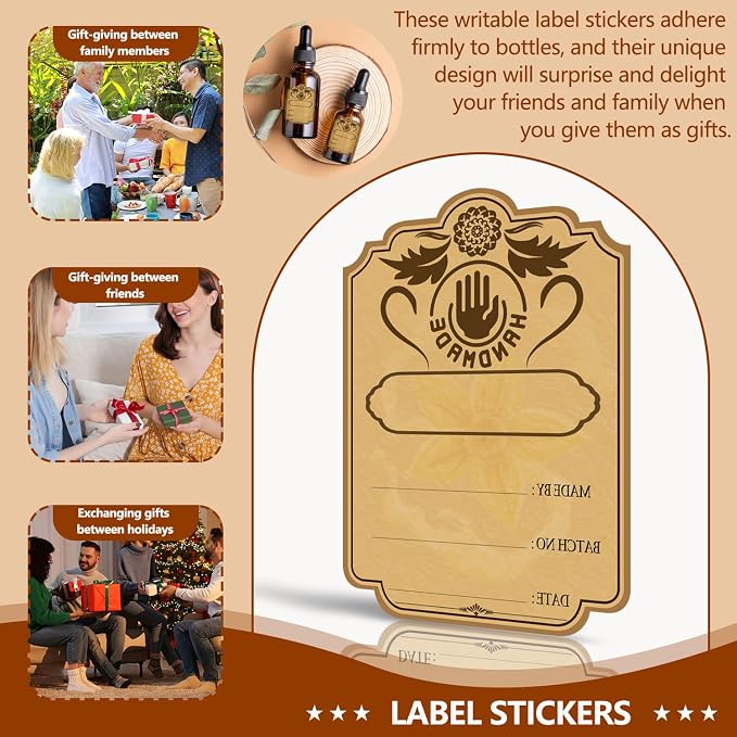 30 PCS Homemade Vanilla Extract Stickers, Vintage Bottle Label Stickers, Self-Adhesive Gift Tags for Handcrafted Bottles, Limoncello, Jars, 2oz & 4oz Storage Containers
