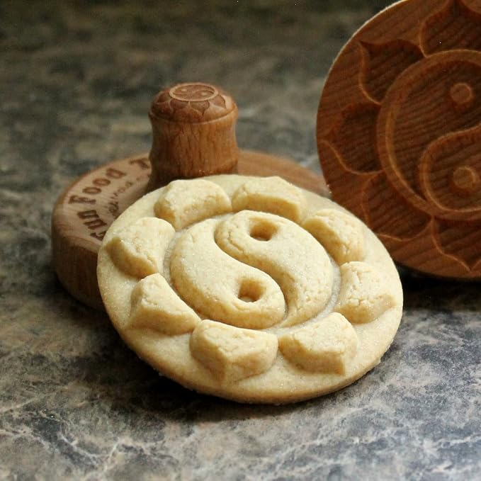 Wood Cookie Stamp, 2.5 Inch (Yin Yang Lotus CS-034)