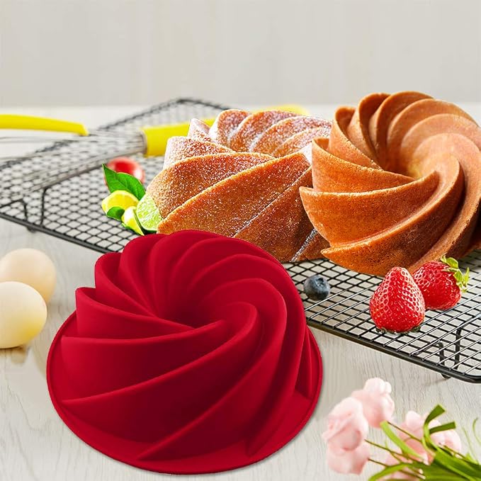 IELEK Silicone Fulted Pan Cake Nonstick Jello Molds Tube for Baking Cake, Jello, Gelatin, Bread, Para Gelatinas