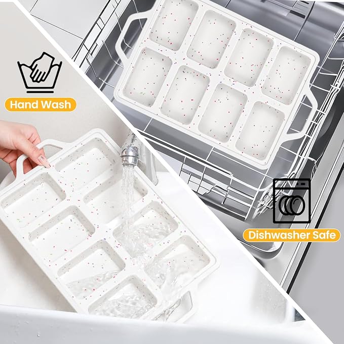 FUNBAKY Mini Loaf Pans with Metal Frame - Silicone Bread Loaf Pan 8-Cavity BPA Free Nonstick for Baking Banana Bread, Cakes, Brownies, Meatloaf 2 Pack