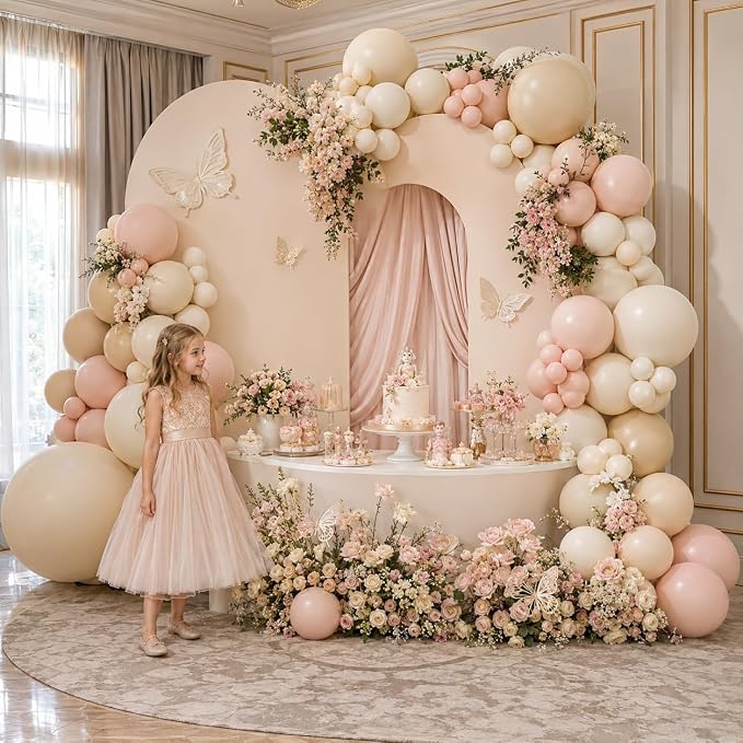 Dusty Pink Balloon Arch Kit, 122Pcs Dusty Pink Ivory Sand White Matte Balloons for Girls Boho Birthday Bridal Wedding Engagement Neutral Baby Shower Anniversary Party Decorations
