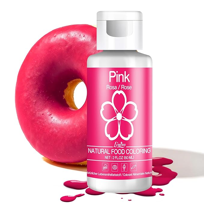 Natural Food Coloring - 2 fl.oz Plant-Based Liquid Food Coloring, Artificial Dye Free, All Nature Food Dye for Baking, Cake Decorating and Fondant, Organic Food Color for Icing, Frosting (Pink)
