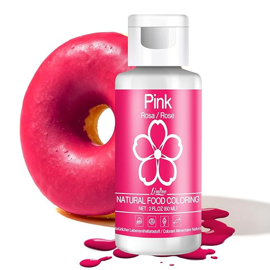 Natural Food Coloring - 2 fl.oz Plant-Based Liquid Food Coloring, Artificial Dye Free, All Nature Food Dye for Baking, Cake Decorating and Fondant, Organic Food Color for Icing, Frosting (Pink)