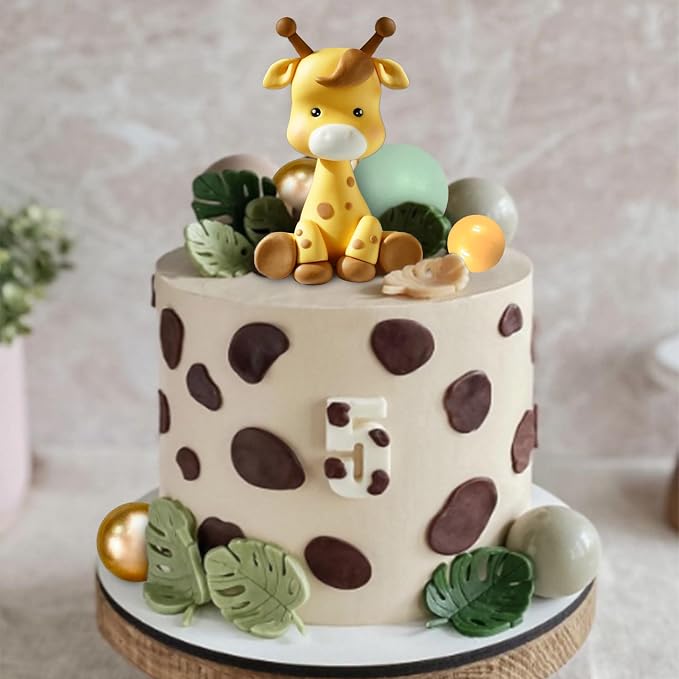 Giraffe Cake Topper with Balls Cake Decorations for Wild Animals Themed Birthday Baby Shower Party Supplies (STYLE 2)