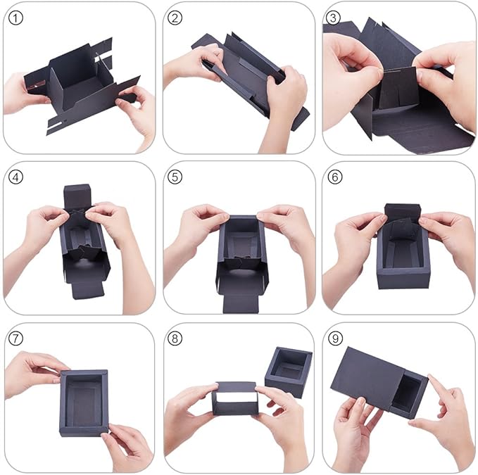 BENECREAT Kraft Paper Drawer Box, Black, Gift Packaging, 6x3x1.5, 16 Pack | Festival Gift Wrapping Drawer Boxes, Soap Jewelry Packaging, Wedding Party Favors, Christmas Wedding Gift Packaging