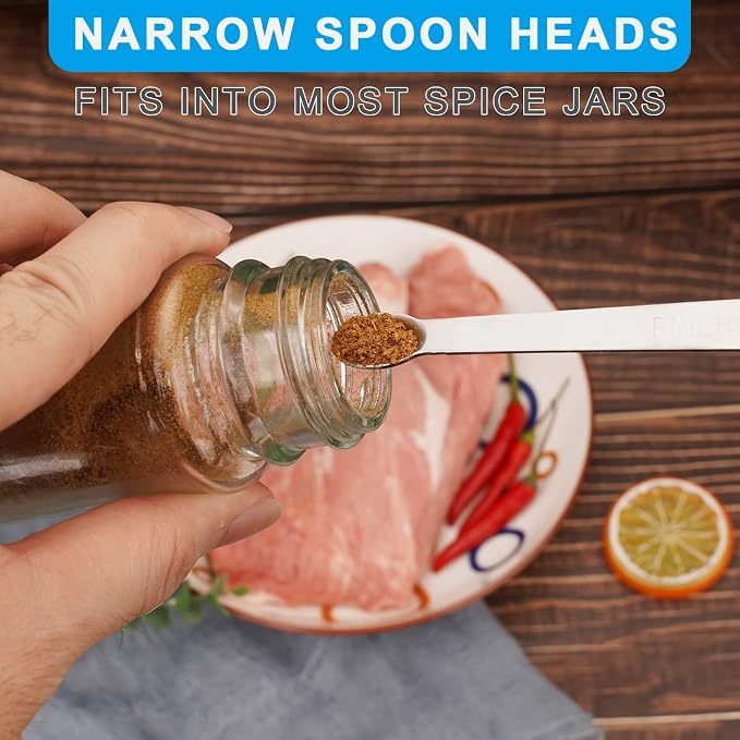 Mini Measuring Spoon Set, Heavy Duty Stainless Steel Measuring Spoons for Cooking Baking, Tablespoon Teaspoon for Dry or Liquid Ingredients, Fits in Spice Jar, 1/64 1/32 1/16 1/8 1/4 tsp