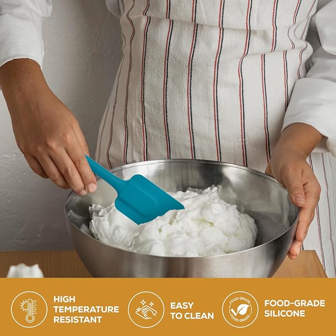 Mrs. Anderson’s Baking Silicone Spatula, Flexible And Nonstick, One-Piece Design, Turquoise, For Mixing, Folding, Scraping, Baking, And Cooking