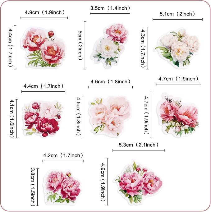 40Pcs Edible Peony Cupcake Toppers Peonies Flower Blossoms Cupcake Picks for Floral Mother's Day Bridal Shower Engagement Floral Wedding Girls Birthday Cupcake Decorations