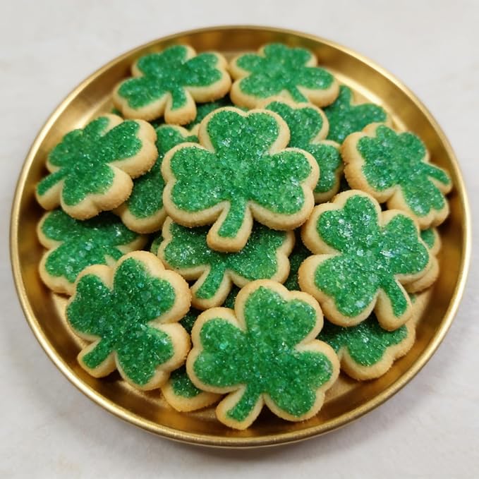 HeDeon&Rles Edible Green Sanding Sugar Crystals for Baking 120g/4.23oz Sparkling Sugar Crystals Cake Cupcake Pancake Ice Cream Top Spring Birthday Wedding Easter Halloween ChristmasCake Decoration