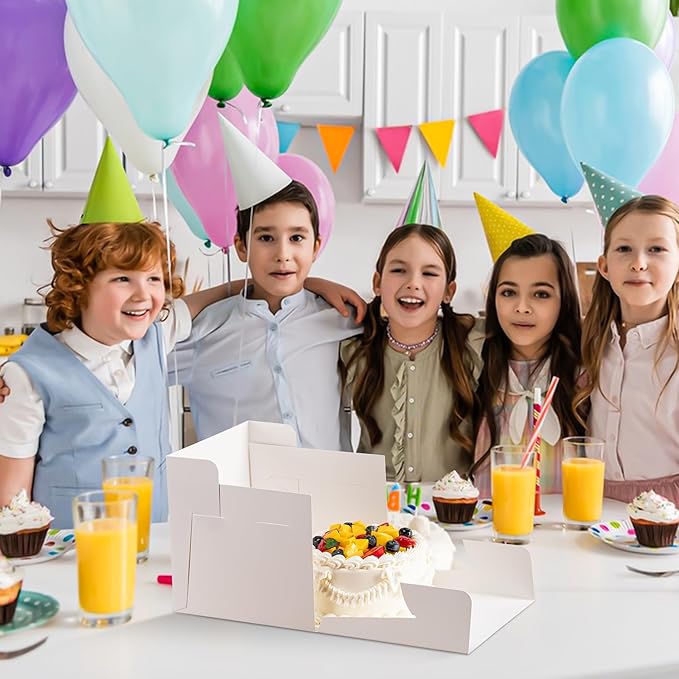 3 Pack Cake Boxes 10 Inch, 10x10x8 Inches Tall Cake Large Box, Disposable Cakes Transport Containers with Lids, Bakery Boxes with Large Window, for Cookies Pies Cupcakes Pastry-Wedding,Birthday, Party