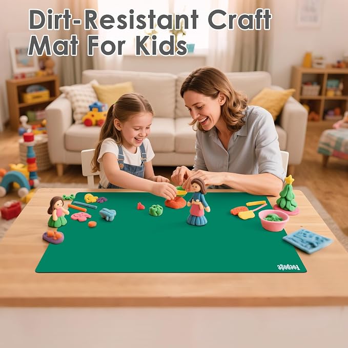 31.5" x 23.6" Extra Large Silicone Mat for Resin Casting, Crafts and Epoxy, Nonstick Silicone Sheet for Jewelry Casting Molds, Countertop Protector Mat Heat Resistant Placemats by Foepoge, Dark Green