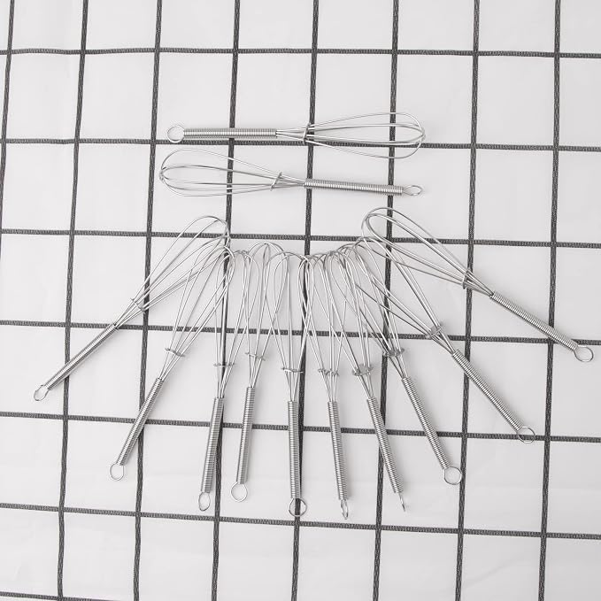 CHuangQi 5 Inch Endurance Stainless Steel Mini Whisk/Egg Beater, Set of 12