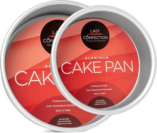 Last Confection Round Cake Pans, Includes 6" x 2" and 9" x 2" Anodized Aluminum Cake Pans, 2pc Baking Tin Set