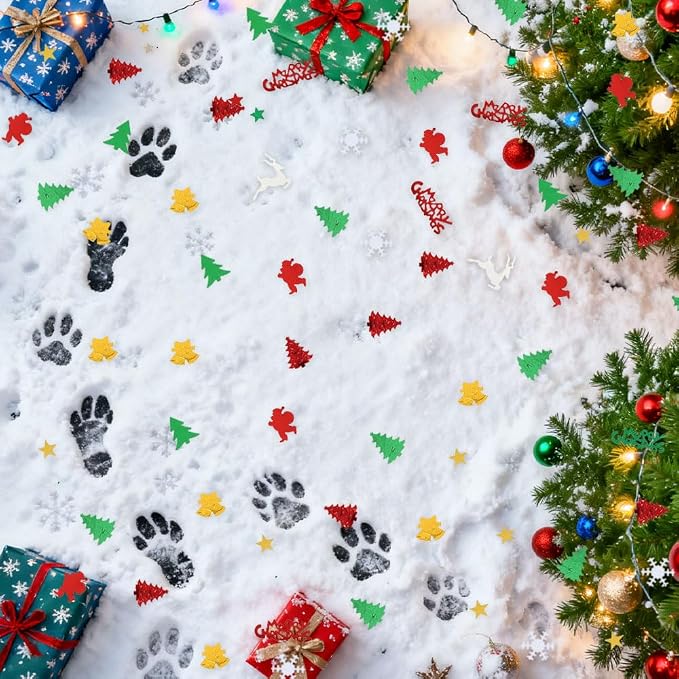 Christmas Glitter Confetti Table Decorations, Metallic Foil Snowflake Confetti for Christmas Party Decorations, Santa Xmas Tree Sequins Party Scatter for New Years Table Decor Winter Party Supplies