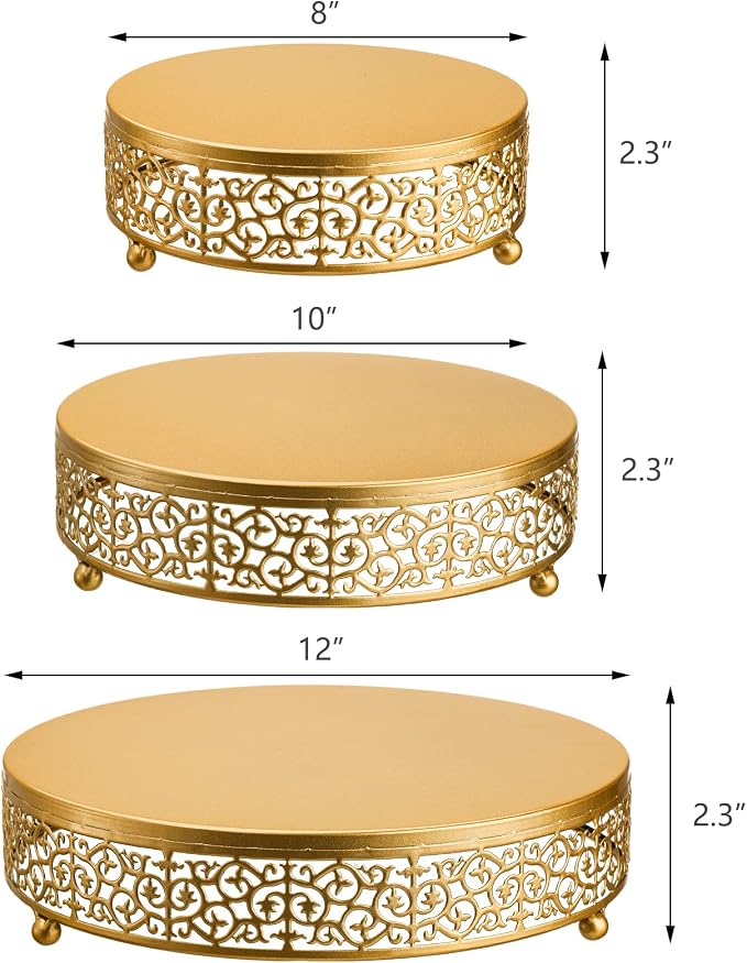 Hedume 3 Pack Cake Stands, Metal Cake Stands, Dessert Display Cupcake Stands, Cupcake Pastry Candy Display Plate for Wedding, Event, Birthday Party