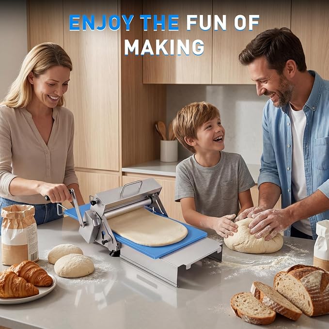 12-Inch Folding Dough Sheeter Machine Stainless Steel Manual Dough Roller Adjustable Thickness with 2 Rolling Boards For Pizza Croissants Pastry（US Fast Arrival）2026 Upgraded White