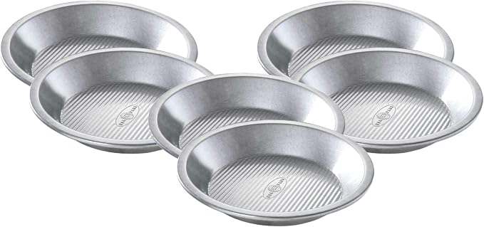 USA Pan Bakeware Aluminized Steel Commercial Pie Pan, Silver (Pack of 6)