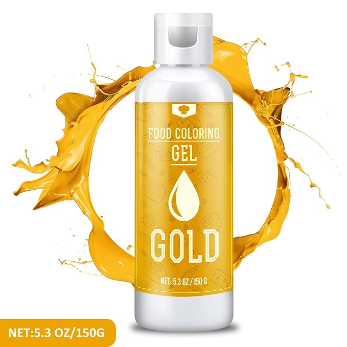 Gel Food Coloring - 5.3oz Vivid Food Coloring Gel for Baking, Cake Decorating, Icing, Cookie, Fondant and Macaron - Tasteless Food Color Dye for Frosting, Easter Egg, Soap Making and Crafts (Gold)