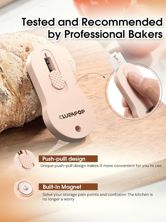 Bread Lame, Extractable & Magnetic Bread Lame Dough Scoring Tool - Professional Sourdough Scoring Tool - Sourdough Bread Baking & Bread Scoring Tool - Scoring Patterns Booklet & 5 Razor Blades