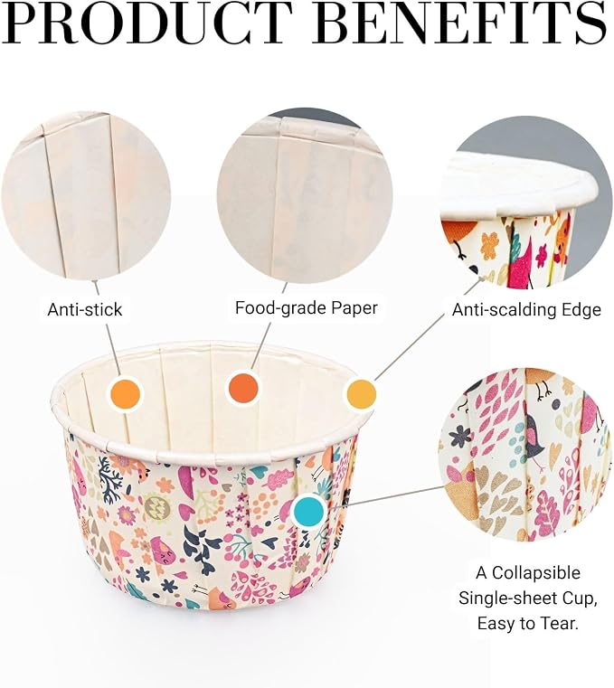 Cupcake Liners 50 Pack, Miliocry 3.5oz Mini Cupcake Cups for Baking, Disposable Paper Baking Cups Cake Containers Muffin Liners Wrappers Holders for Wedding Birthday Party