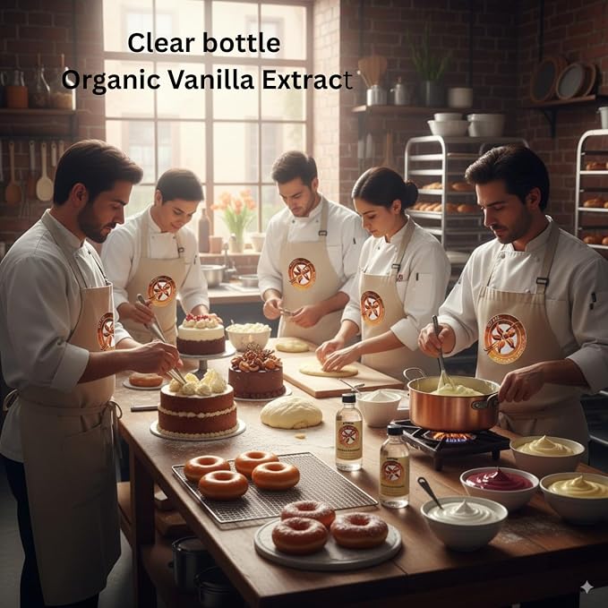 Royal Artisan Clear Vanilla Extract, with real vanilla bean, Organic, colorless; ideal for white icings, buttercream, light cakes and beverages; clean flavor; 8 fl oz (240 ml) glass bottle