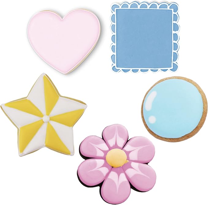 Ann Clark Basic Cookie Cutters 5-Pc. Set (Star, Heart, Circle, Square, Flower) Made in USA