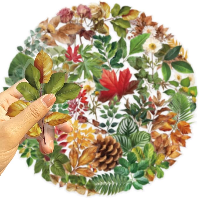 50 Pcs Transparent Green Plant Stickers Vinyl Waterproof Aesthetic Trendy Decals forNature Plant Floral Vintage Craft Colorful,Adults,Water Bottles,Laptop,Phone,Plant Enthusiast(Green Plant)