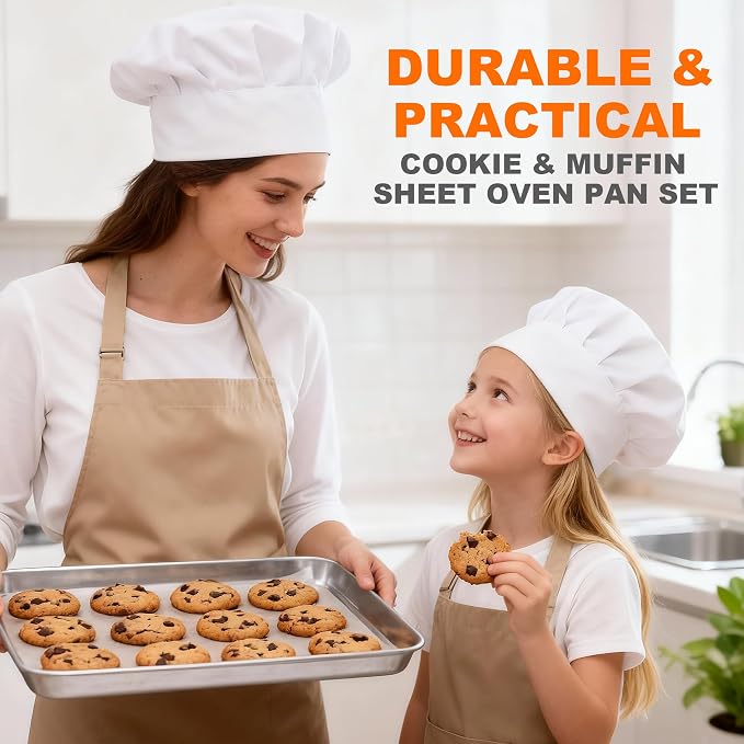 Onader 9 x 13 Inch Baking Sheet Set of 12, Stainless Steel Quarter Sheet Pan for Baking & Roasting, Metal Cookie Toaster Oven Pan Tray, Heavy Duty & Dishwasher Safe (Actual Size: 12.5" x 9.7")