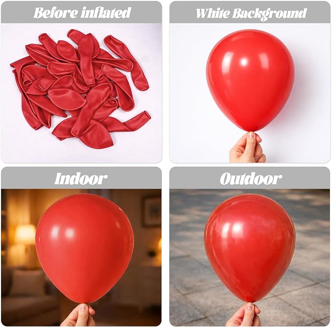Voircoloria 105pcs Red Balloons 12inch Party Latex Balloons for Valentine's Day Birthday Christmas Baby Shower Wedding Anniversary Party Decorations