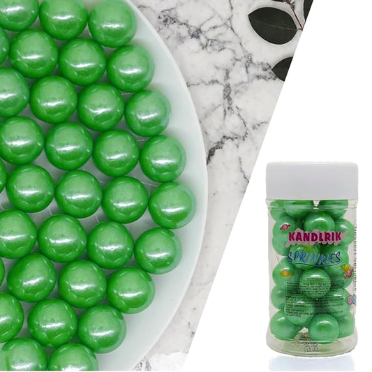 14mm Edible Dark Green Pearl Sugar Sprinkles Candy Mini Pearls Cake Decorations Cupcake Toppers Cookie Decorating Perfect for Wedding Party Valentine Halloween Christmas Supplies 3OZ