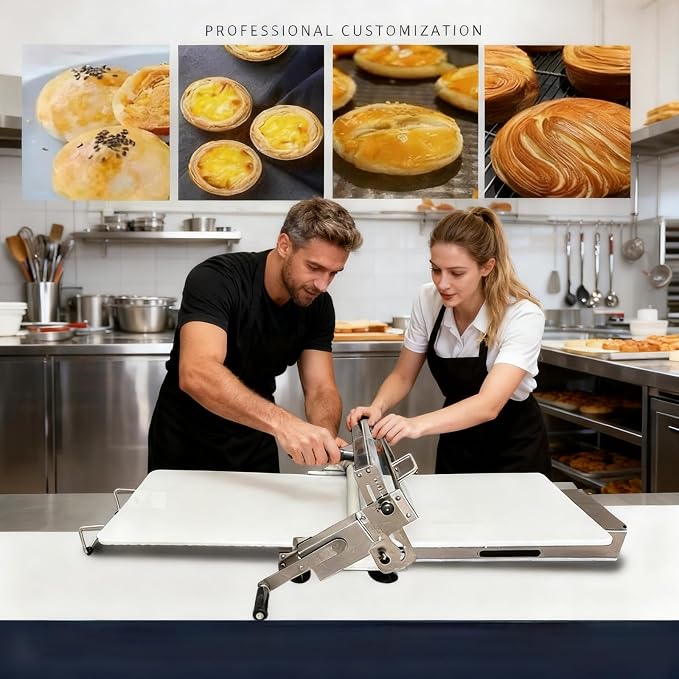 40.9''x15.5" Folding Dough Sheeter with Sheeter Board Manual Dough Roller Machine Stainless Steel Sheeter Thickness Adjustable,Suitable for home and commercial use
