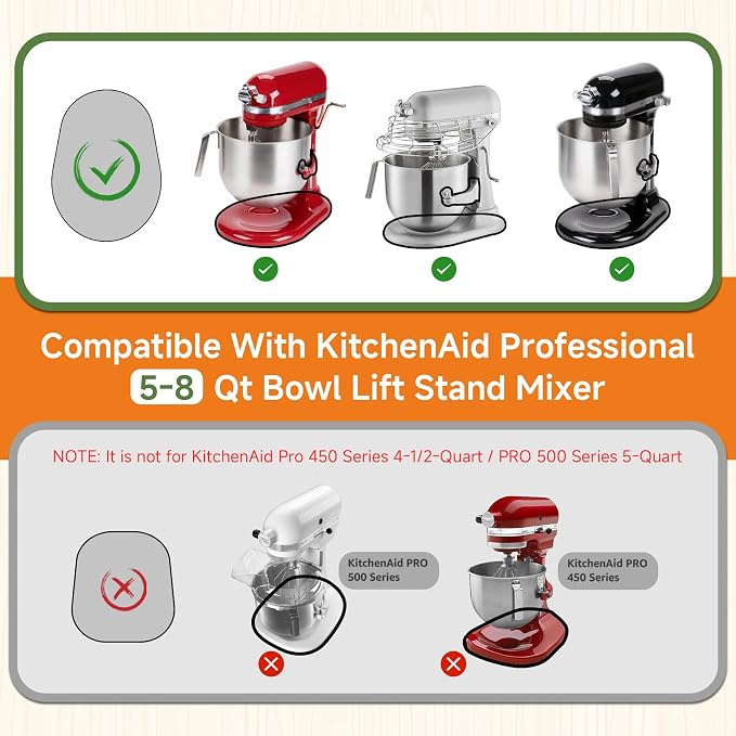 Mixer Slider for Kitchen Aid 5-8 Qt Bowl Lift Stand Mixer, Bamboo Appliance Sliding Mat for Kitchenaid 5-8 Qt, Kitchen Countertop Accessories Mixer Moving Tray Attachments, With Handle