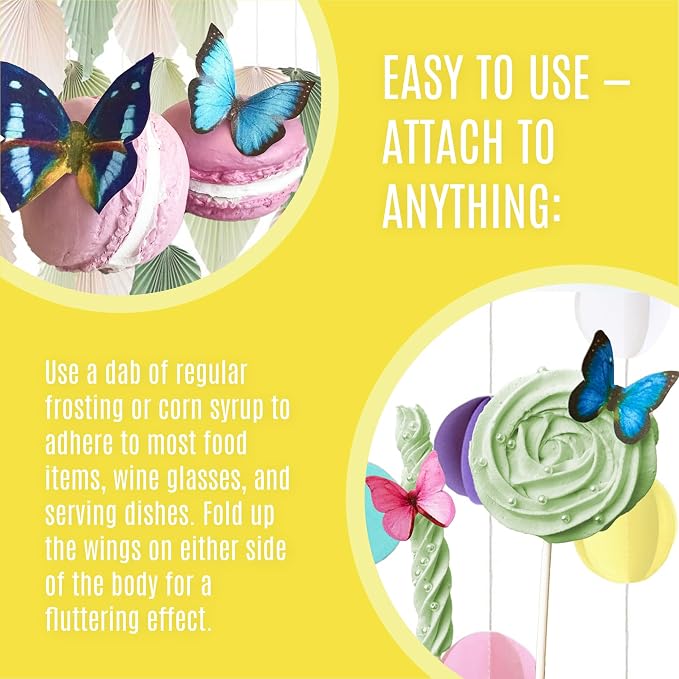 Sugar Robot Edible Butterflies for Cake Decorating - Small Pastel Yellow Butterfly Cake Toppers and Cupcake Toppers - Decoration Made in the USA - Premium Crafted (Yellow)
