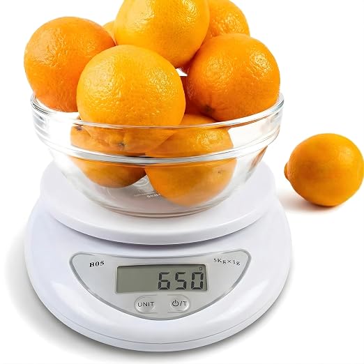Digital Kitchen Scale – Food Scale for Cooking & Baking (5 kg/11 lb) – High-Precision Weight Scale in Grams Oz Lb – Stainless Platform with LCD Display & Tare Function – Batteries Included