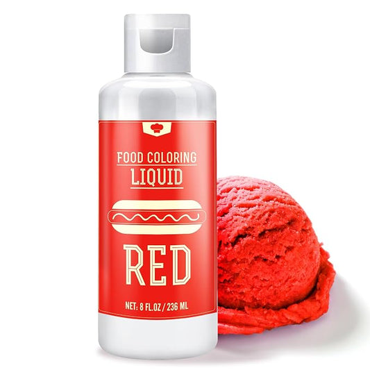 Food Coloring - 240ml Liquid Vivid Food Coloring for Baking, Cake Decorating, Icing, Cookie, Fondant and Macaron - Tasteless Concentrated Food Color Dye for DIY Soap Making and Crafts (Red)