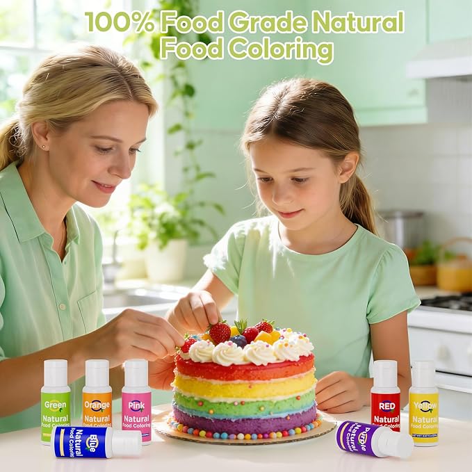 Natural Food Coloring- 20 Milliliters Dye Free Natural Food Coloring, FD&C & Artificial Dye Free Formula for Baking, Icing and Cooking, Cakes, Cupcakes, Frosting，Easter Eggs & Holiday Treats (RED)