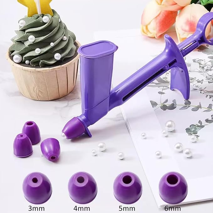 2 Pieces Plastic Pearl Applicator Fondant Cake Decorating Tool Pearl Ball Applicator for Cake Decorating Tools with 4 Sizes/16 Pieces Tip Nozzles